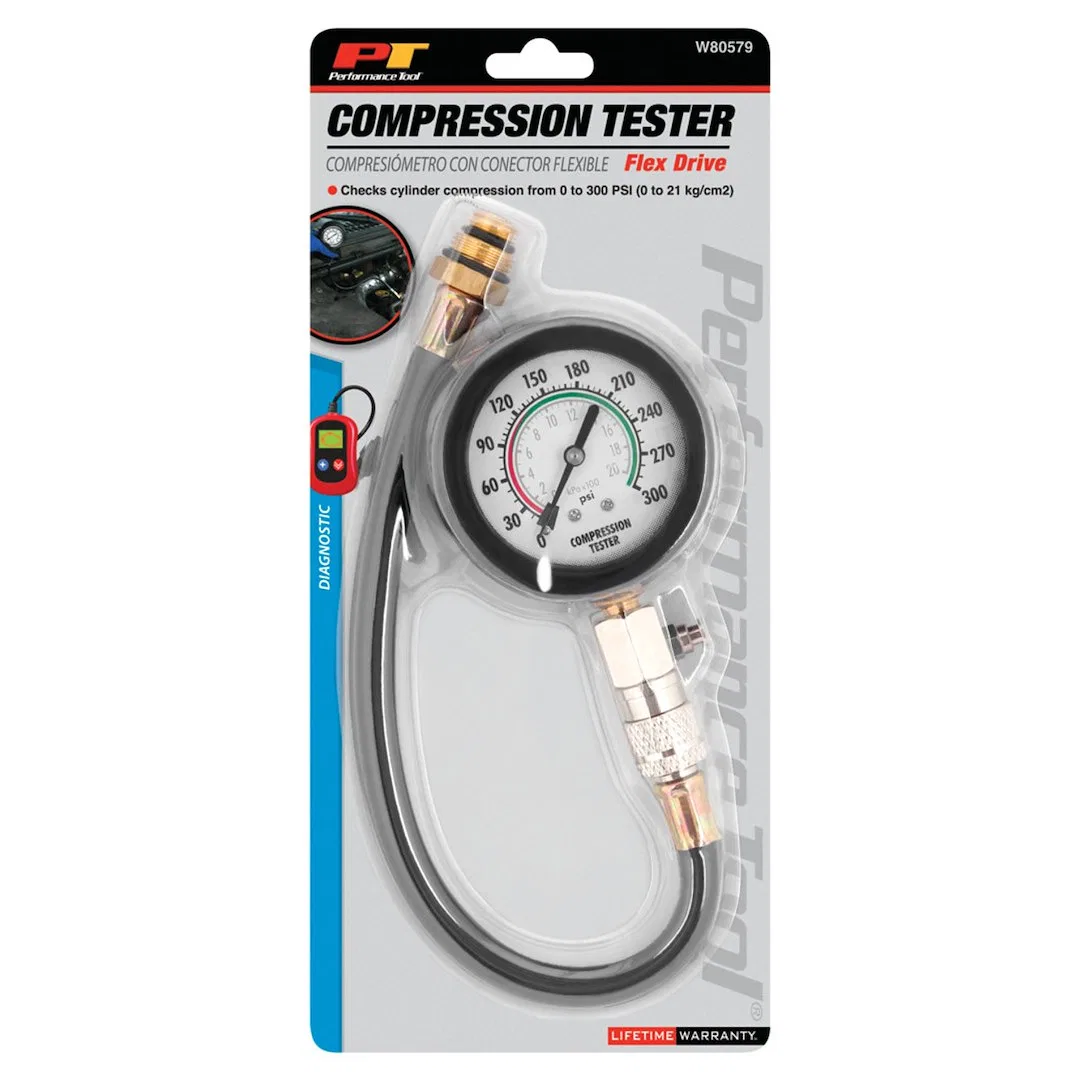 W80579 – PERFORM TOOL Compression Tester, 0 To 300 PSI Pressure Range 11 Inch Rubber Hose Length - view 2